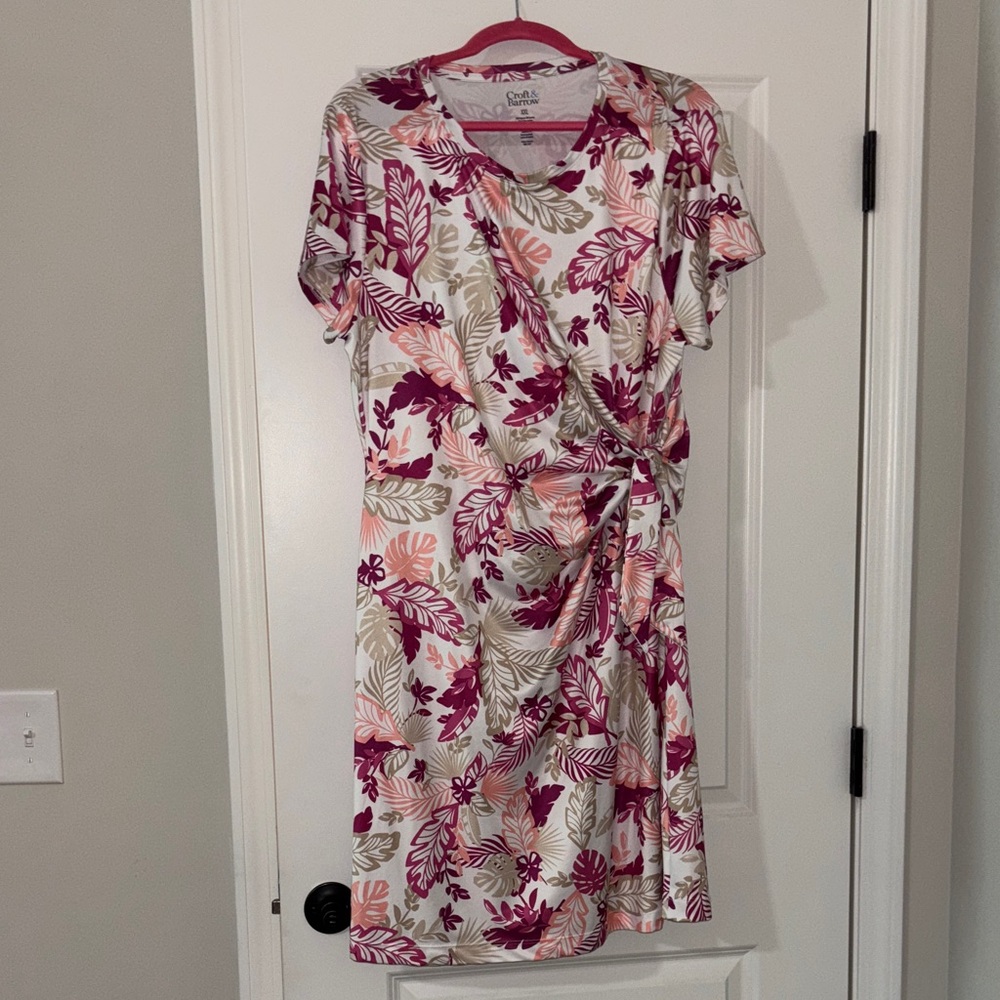 Croft & Barrow Pink and Cream Floral Midi Dress